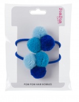 Mini 3 Pompom Hair Bobbles in Blue by PomPom Galore